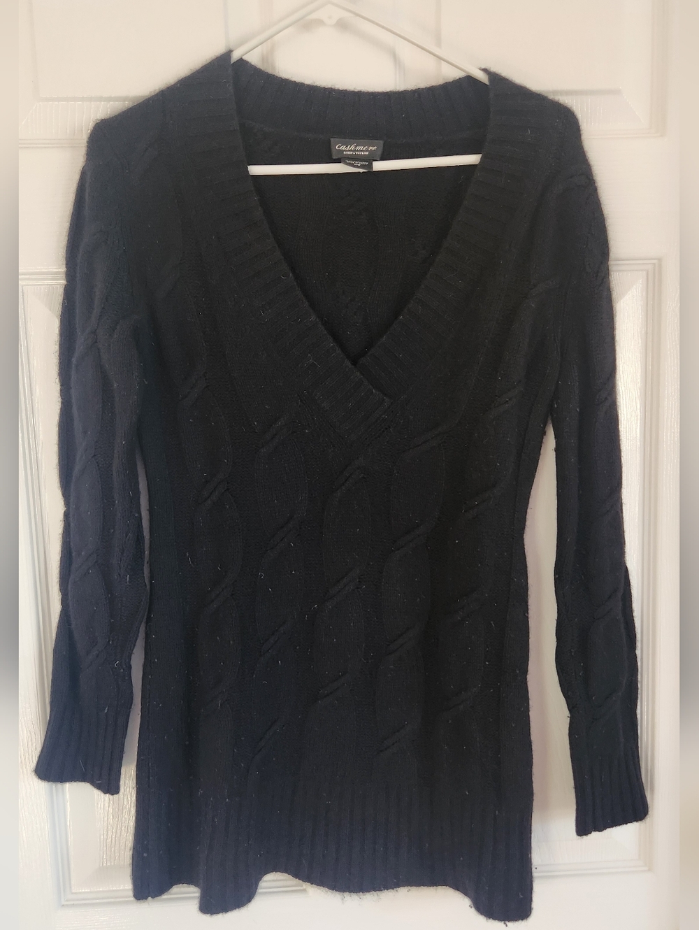 Black Cashmere V-Neck Sweater